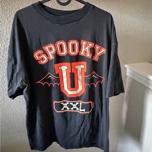 Vintage Halloween Spooky University Preppy Bat Bones XL Shirt